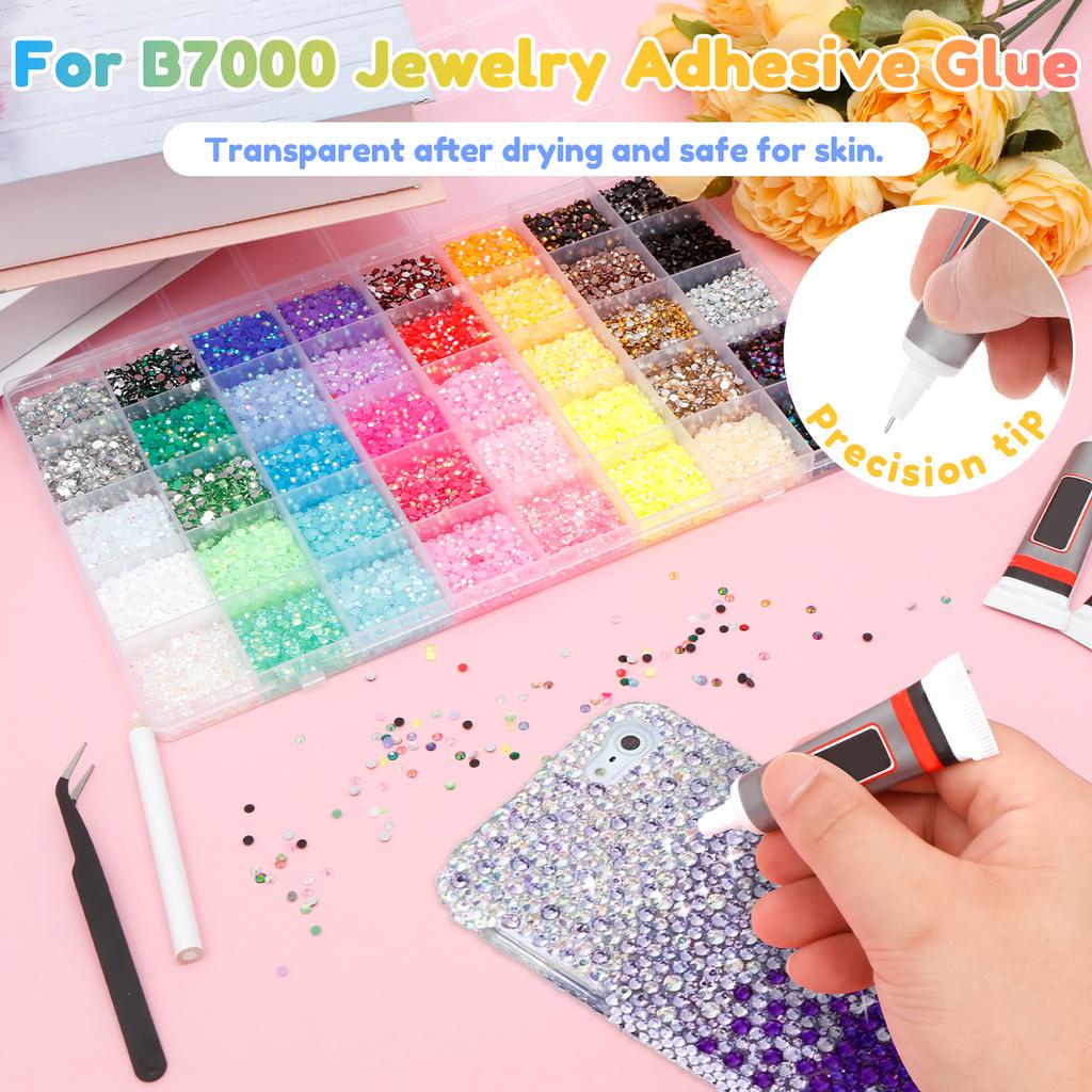 32000pcs Resin Jelly Rhinestones for Bedazzling Mixed-Color 3mm Flatback Gems for Diamond Art Bedazzler Kit for Nail Art Craft