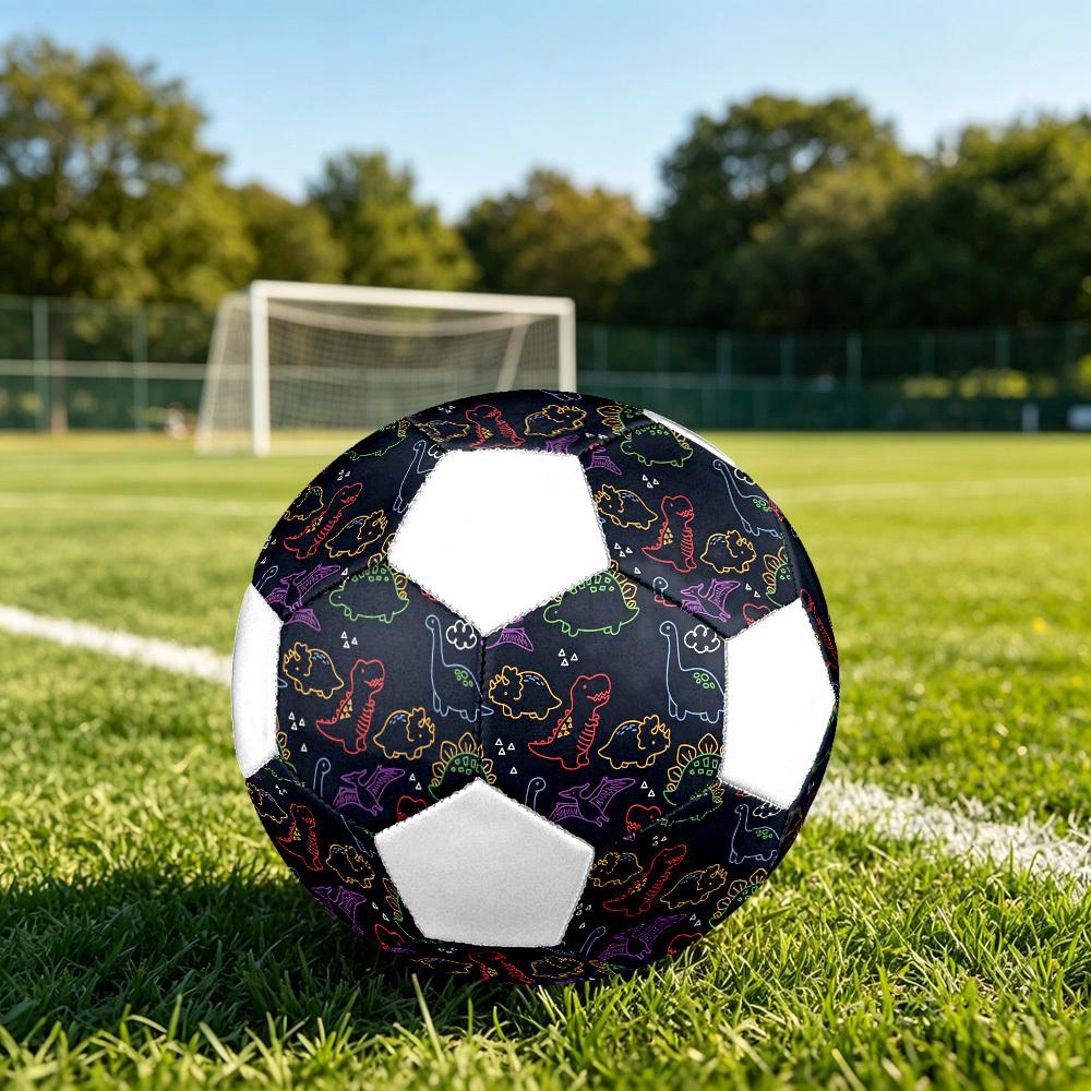 1pc Neon Dinosaur Party Lightweight PVC Training Soccer Ball, Size 5, Suitable for Indoor and Outdoor TrainingGift y6033