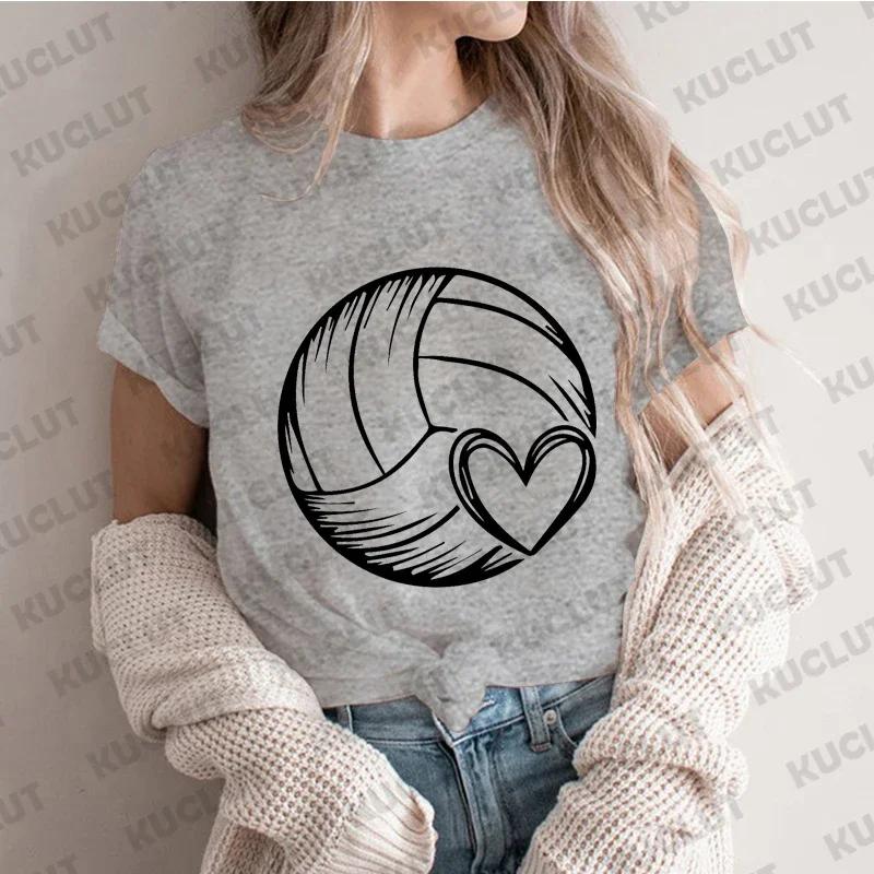 Volleyball Heart Shirt for Women Clothing Short Sleeve Women's T-shirts Volleyball Team Tshirt Volleyball Lover Game Day Shirt