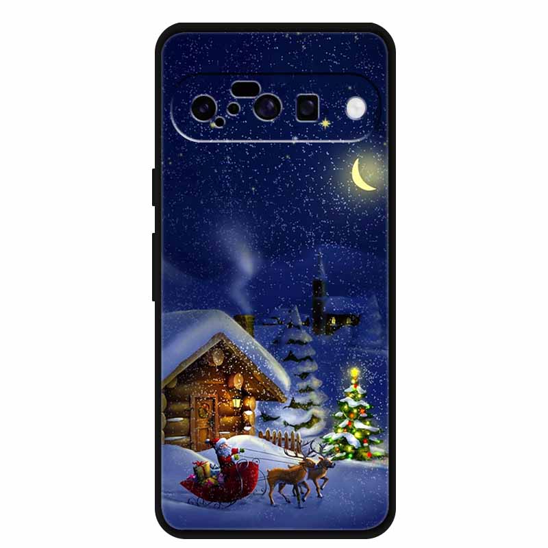 Christmas Phone Cases For Google Pixel 10 Case Silicone Soft Black Cover Christmas Tree for Pixel 10 Pro / 10 Pro XL Back Cover