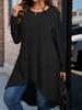 Plus Size Asymmetrical Hem Loose Long Sleeve Top (European & American Style, 2025)