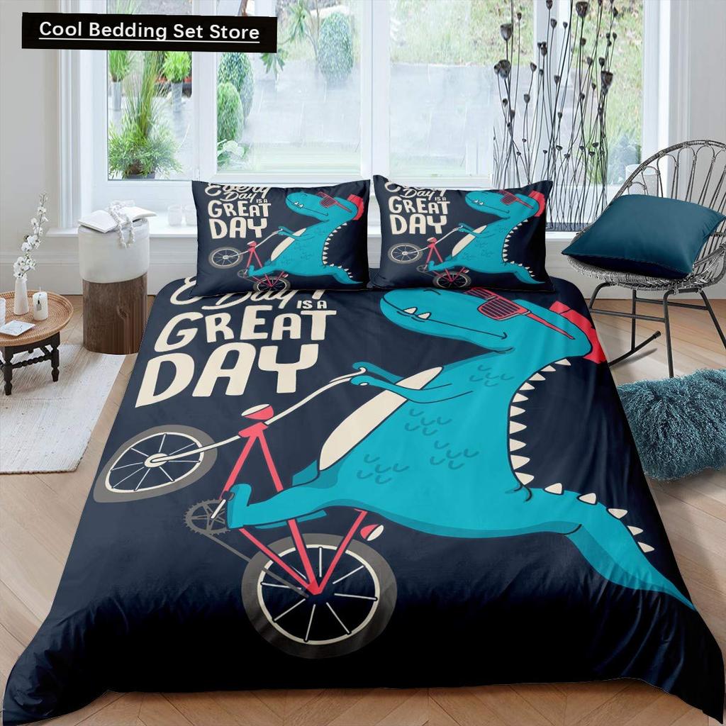 Cartoon Dinosaur King Queen Duvet Cover Jurassic World Animal Bedding Set Universe Galaxy Quilt Cover Polyester Comforter Cover