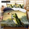 3D Print Fashion Big Pike Fishing Hunting Bedding Set Boys Girls Twin Queen Full Size Duvet Cover Pillowcase Bed Adult Bedroom