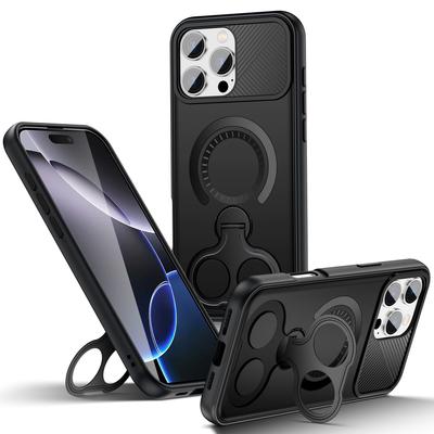 Case For IPhone 17 15 14 13 16 Pro Max Plus 16e 17 Air Metal Ring Stand Magnetic Magsafe Wireless Charge Armor Shockproof Cover