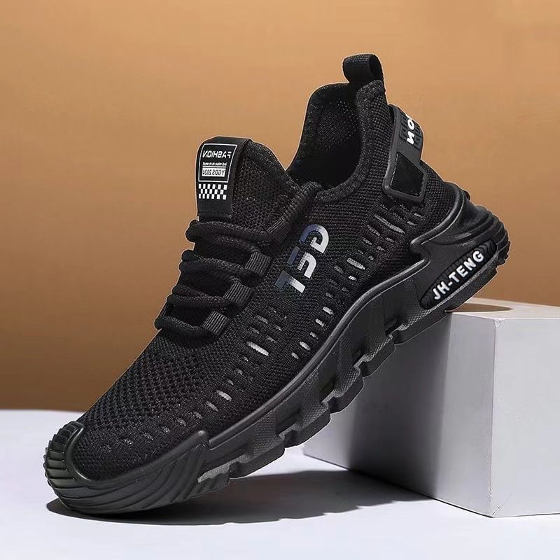 Men's shoes 2025 spring and summer low-top lace-up men's shoes fly-woven mesh breathable casual shoes men's sports shoes