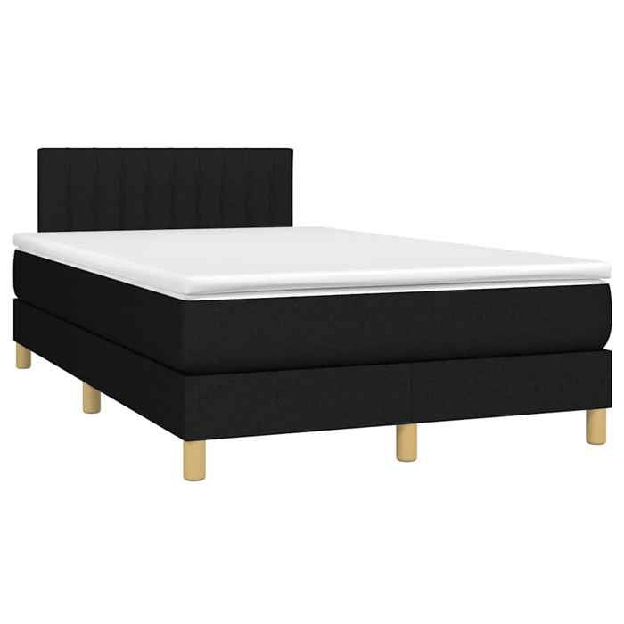 Maison Exclusive - Sommier à lattes de lit matelas et LED noir 120x190 cm tissu