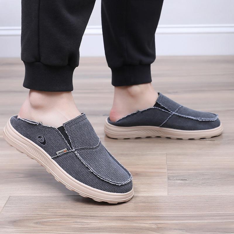 Spring new shoes men's casual canvas shoes one pedal breathable lightweight dual-purpose lazy shoes single shoes