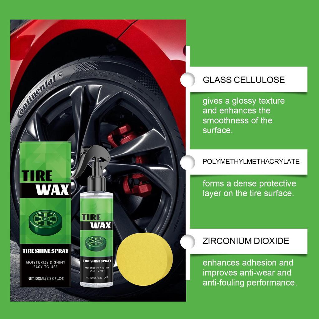 Wheel Gloss Spray Set Car Tire Maintenance Decontamination Polishing Black Gloss Care Agent 100ml