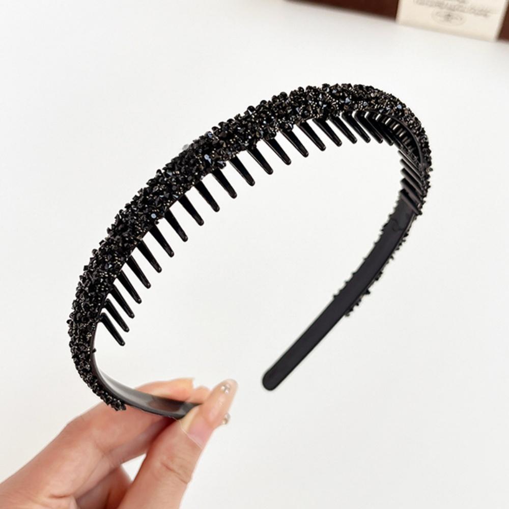 With Toothed Style Diamond Hair Hoop Non Slip Cute Plastic Rhinestone Headband Make Up Face Wash Hairband