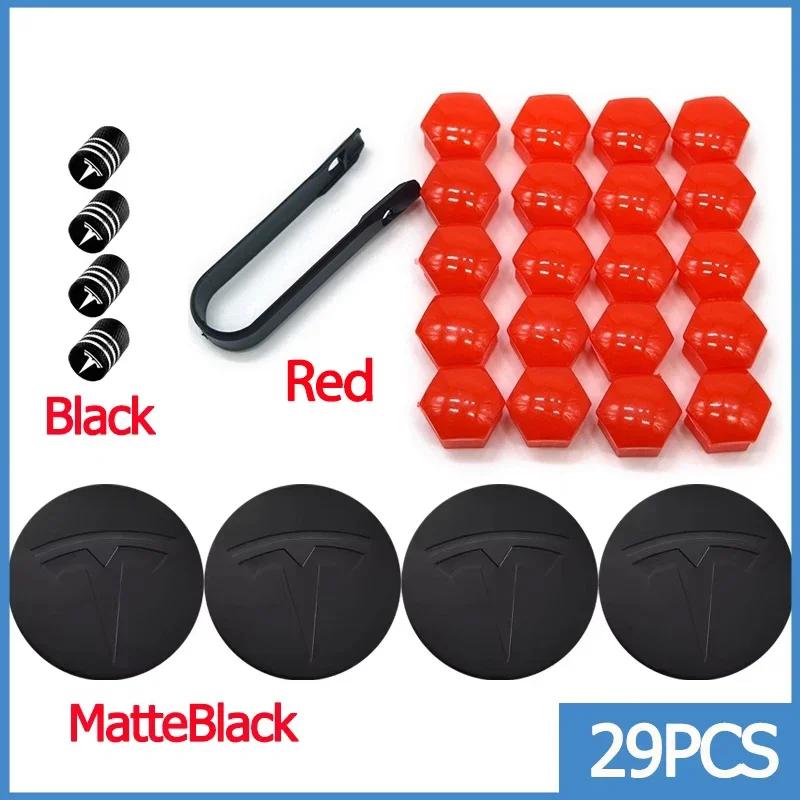 25pcs 29pcs 56mm Matte Black Car Wheel Center Hub Caps for Tesla Model 3 Y S X Tire Lug Nut Protective Covers Styling Decoration