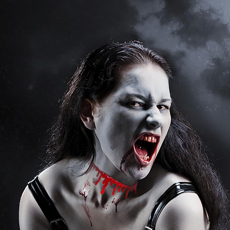 1 Stück Halloween Dekoration Horror Bluttropfen Halskette Fake Blut Vampir Ausgefallen Joker Choker Kostüm Halsketten Party Accessoires