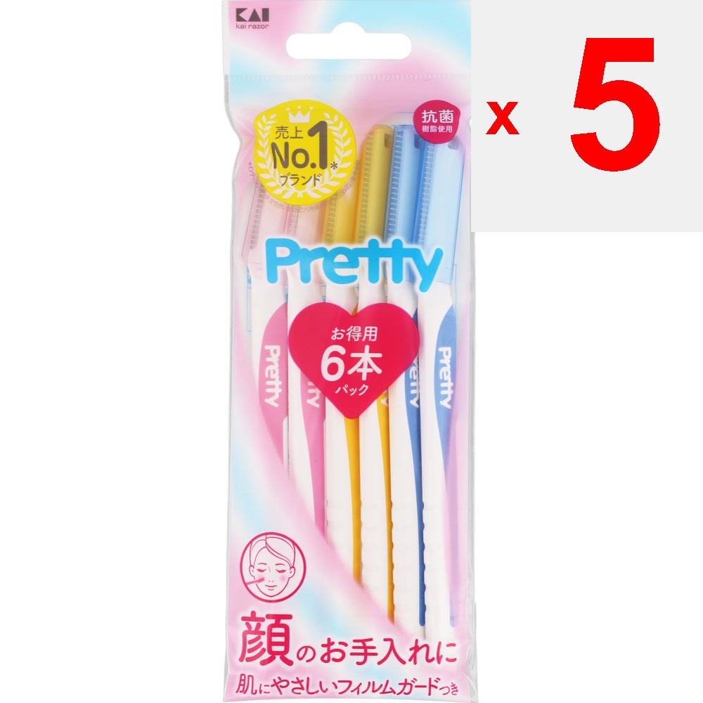 Kaijirushi Razor Pretty L 6P Disposable for Women Women's Razors Material] Stainless Steel Blade, Special Resin Film, ABS, TPE, PP Disposable for Wome