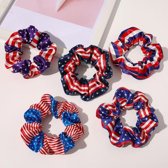 DamenHaargummi Weich Fest Haltbar Dehnbar Nützlich Hohe Elastizität Gummiband Amerikanische Flagge Druck Waschbar Haargummi HaarDekoration