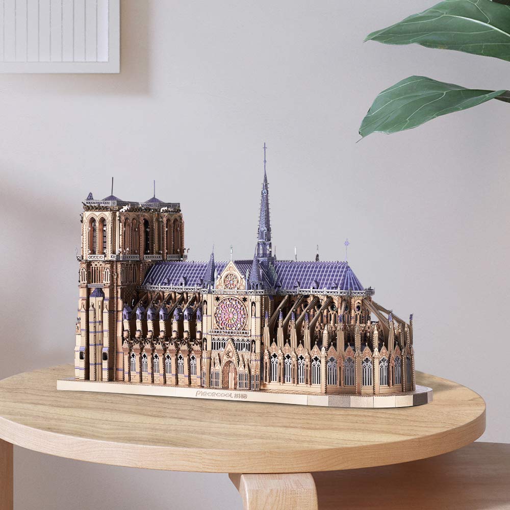 Piececool 3D Puzzle Notre Dame Cathedral Famous Paris Architecture Building 3D 3D Puzzle Metallic Nano Puzzle Metal Assembly Required No Glue Required