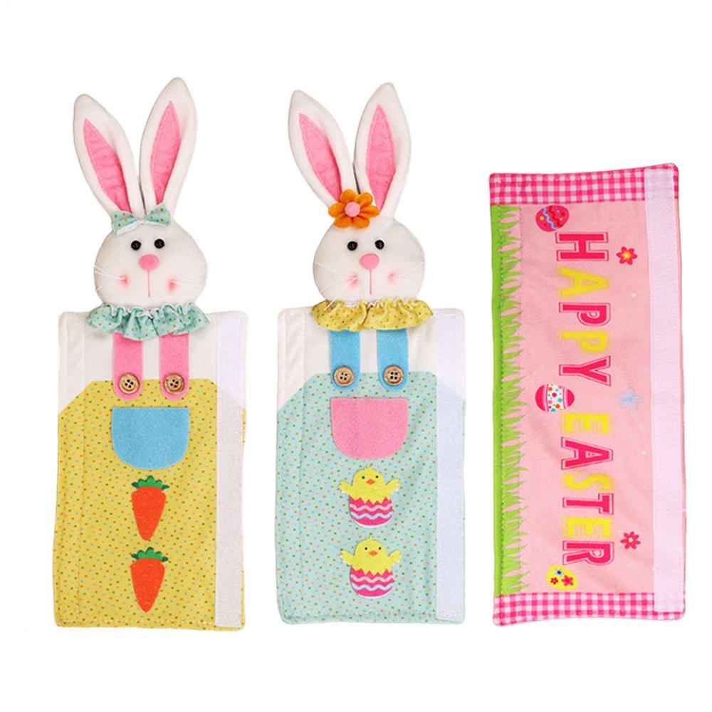 Fridge Handle Covers 3-Pieces Easter Bunny Design Appliance Pull Protector Colorful Refrigerator Door Handle Covers