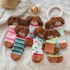 Women's Non-Shedding Coral Fleece Sleep Socks - Cute Cartoon Puppy Design with Big Ears, Warm Mid-Calf Socks for Autumn and Winter.