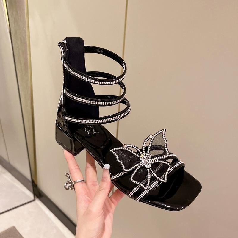 

Роскошные туфли со стразами для свадебной вечеринки, женские пикантные туфли на высоком каблуке с ремешком на щиколотке, летние сандалии-гладиаторы с молнией сзади, Mujer