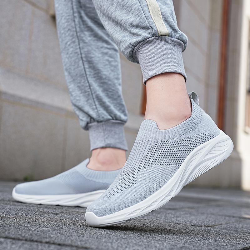Large Size Elastic Socks Shoes Low-top Summer Fly-woven Mesh Lazy Tide Shoes One-pedal Casual Sports Men's Shoes