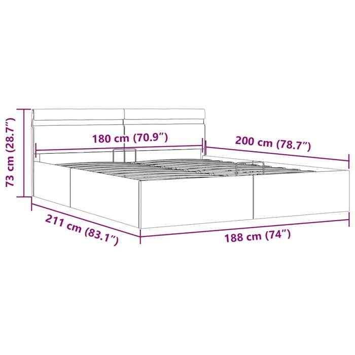 VidaXL Hydraulic Storage Bed Frames with LED Upholstered Bed Double Bed Adult Bed Storage Bed Bedroom Home 285605