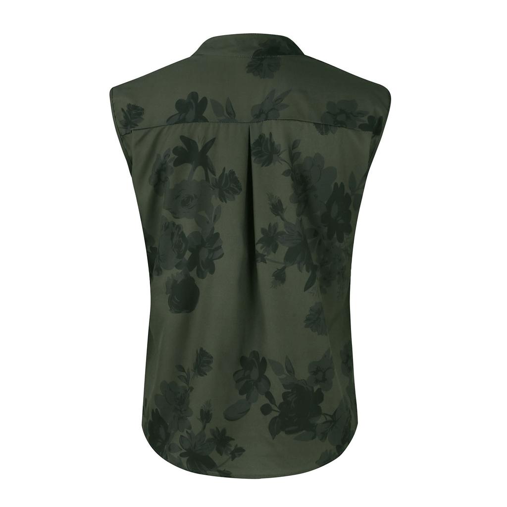 Damska Moda Casual Bluzki z Dekoltem V Drukowane Koszulki Bez Rękawów Pulower T-shirty