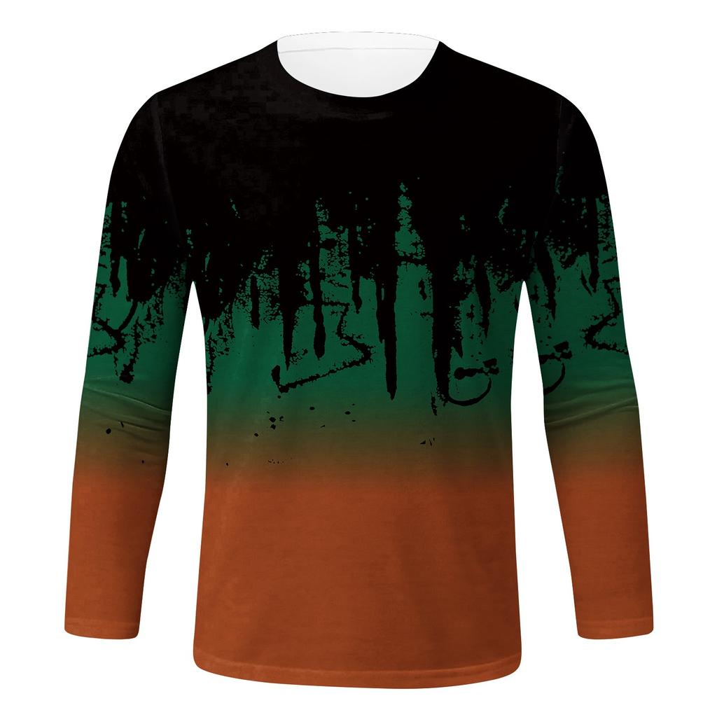 Men's Spring Ink Print Long Sleeve T-Shirt Men's Loose Casual Fashion Long Sleeve T-Shirt