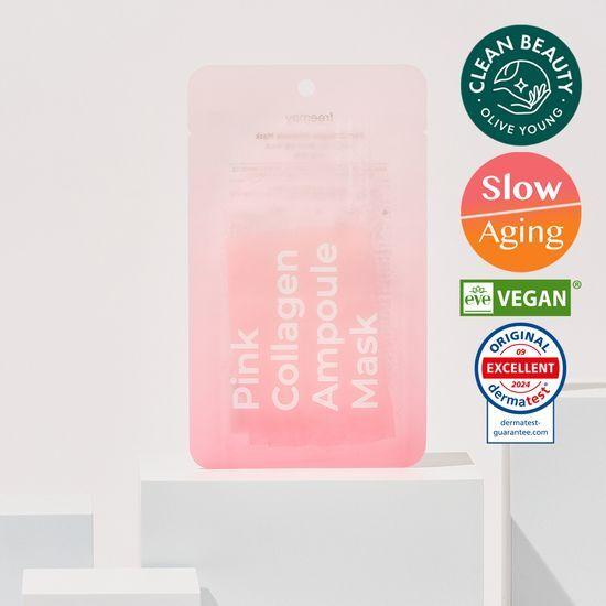 Bamboo Vegan Sheet/Elasticity-Improving Freemay Pink Collagen Ampoule Mask (1 Sheet)
