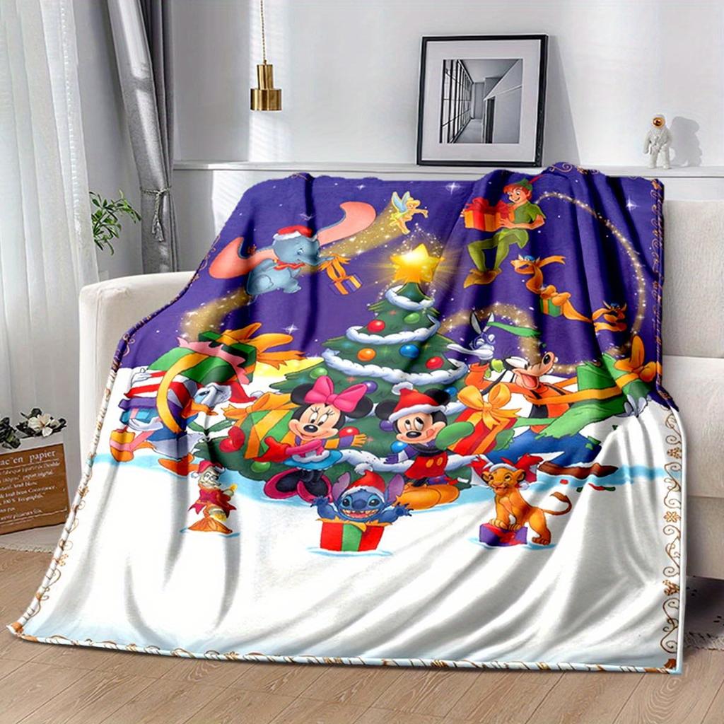 1pc Mickey Minne Stitch Printing Blanket for All Season, Cartoon Blanket, Office Blanket, Lunch Rest Blanket, Camping Talk, Car Blanket