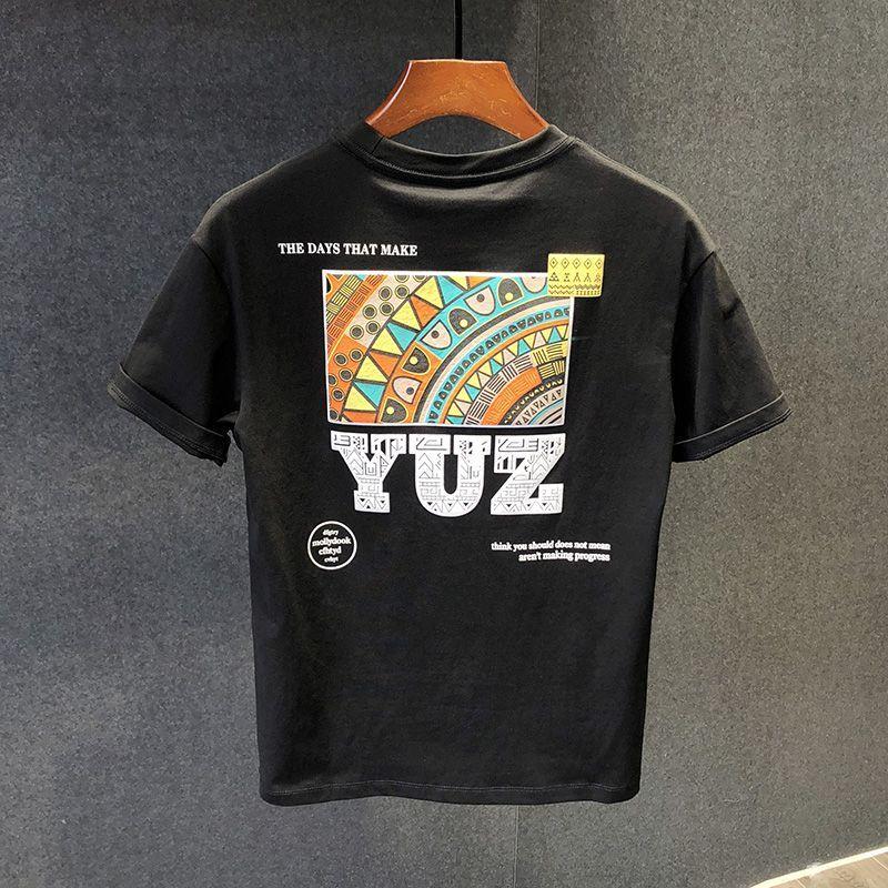 

Чоловіча футболка з короткими рукавами, універсальний молодіжний бренд American tide, дихаючий модний топ із вільним принтом XL чорний