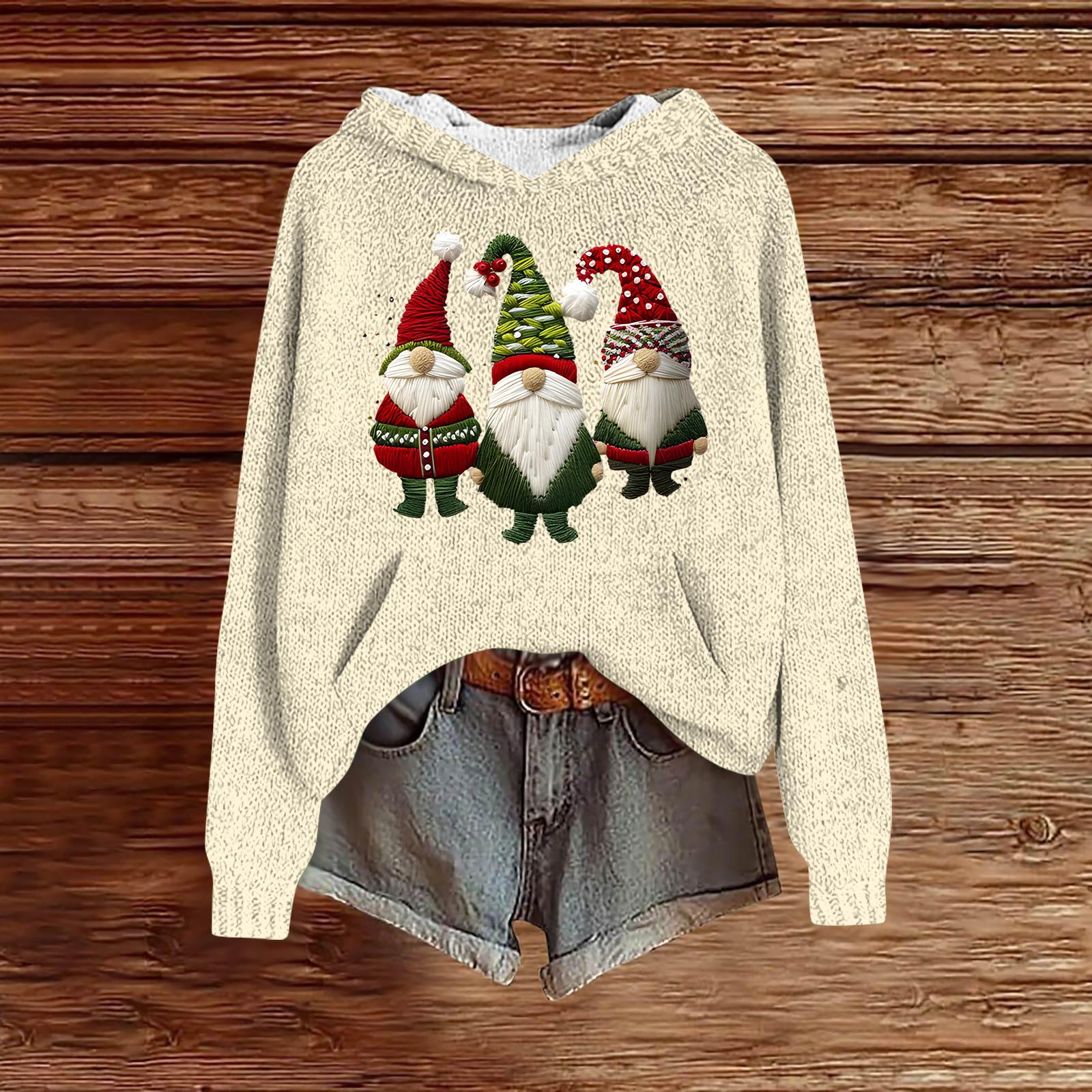 

Женские толстовки Вязаный свитер Милая рубашка Осенний пуловер Толстовка с капюшоном L бежевый