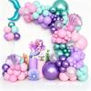 Mermaid Balloon Garland Arch Kit Pastel Pink Purple Seashell Foil Balloon Set Birthday Baby Shower Ocean Theme Party Decor