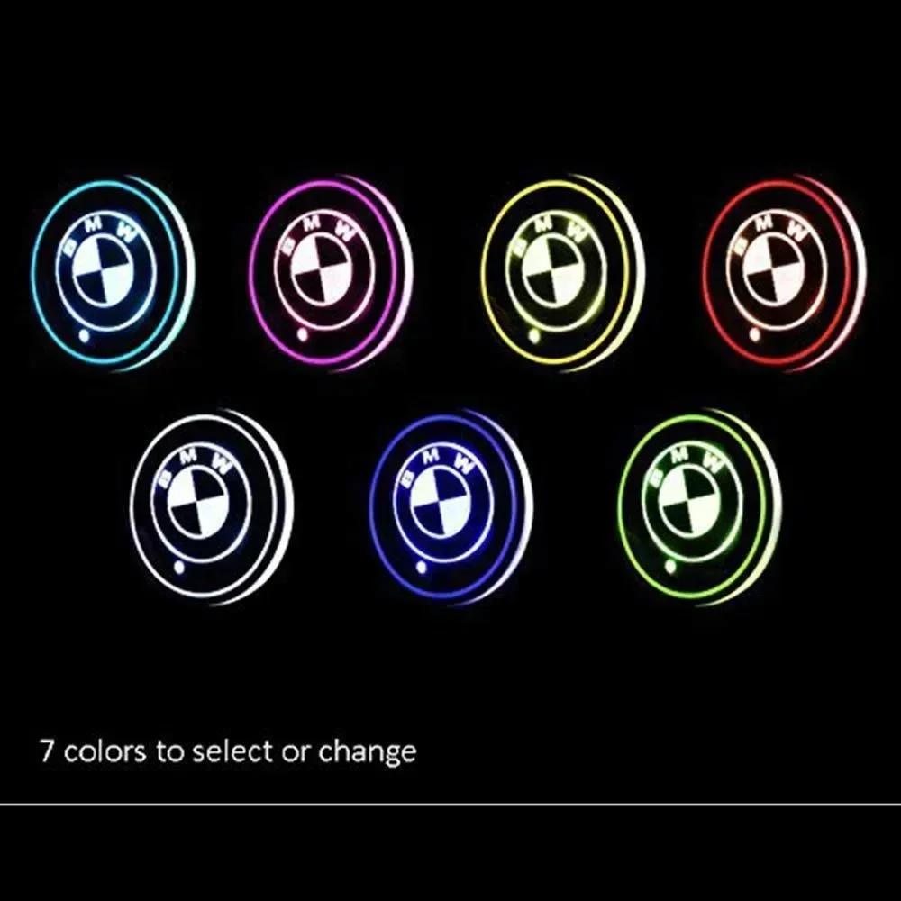 2PCS New LED Cup Holder Light Mats Car Coasters For BMW E90 F20 F30 F34 F36 F10 F15 G20 G30 G32 G01 G02 G05 X1 X2 X3 X4 X5 X6 CVC1