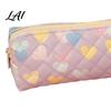 Square Pencil Pouch Heart Print Case Minimalist Pen Pouch Large Trendy Student Case Capacity Stationery Bag for Students School Office Supplies