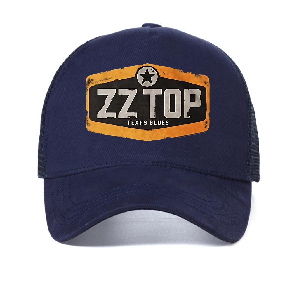 

ZZ Top Texas Blues print baseball cap fashion causal outdoor sun caps summer adjustable mesh trucker hats sun Snapback Hat Adjustable темно-синього кольору