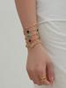 Geometric Glass Stone Earrings & Stainless Steel Bead Necklace Bracelet Set - Multi-color Patchwork Jewelry