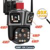 10K 20MP WiFi IP Camera 20X Zoom Four Lens Three Screen PTZ Cameras Outdoor 16MP 8K Video Surveillance Cam CCTV Security Camera