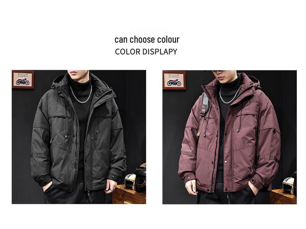 Men's Trendy Thickened Hooded Down Jacket, Winter 2025 Collection, Plus Size Workwear Outerwear
