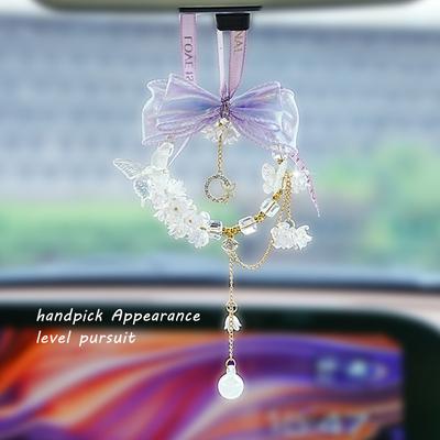 Butterfly Dance Car Pendant Bow Car Rearview Mirror Decorative Car Hanger Small Fresh Muse Car Pendant
