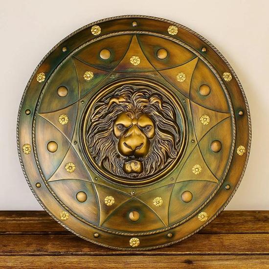 60,96 cm großer mittelalterlicher Löwenschild, konisch, Rüstung für den Kampf, authentische Requisite, Replika, LARP, Cosplay, Wandbehang, ideales Weihnachtsgeschenk