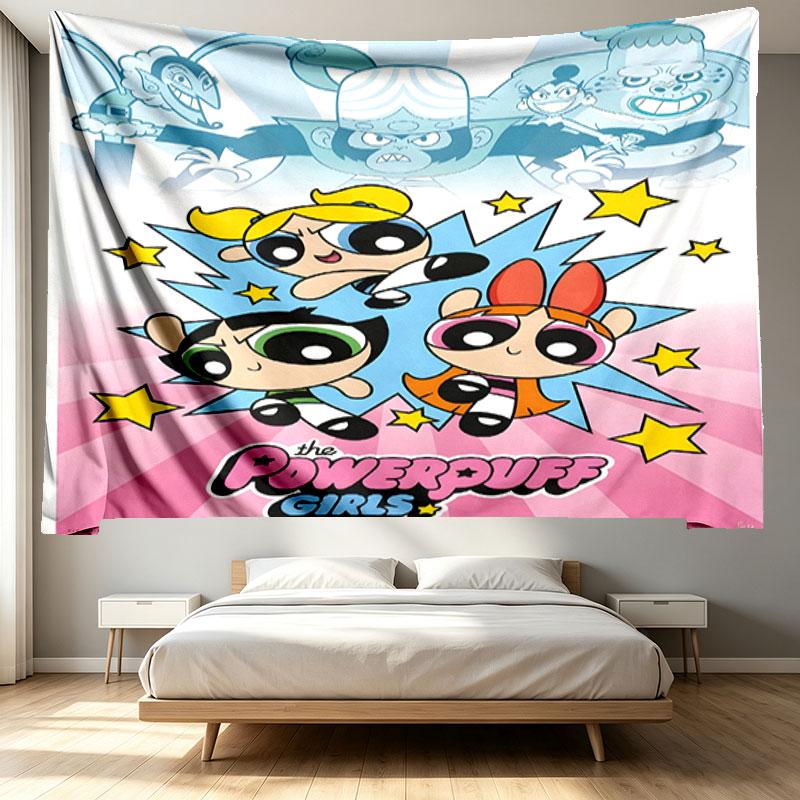 The Powerpuff Girls Print Tapestry - Portable Wall Decor Cloth, for Home, Dorm, Travel, Bedroom, Living Room - Ideal Birthday Housewarming Gift