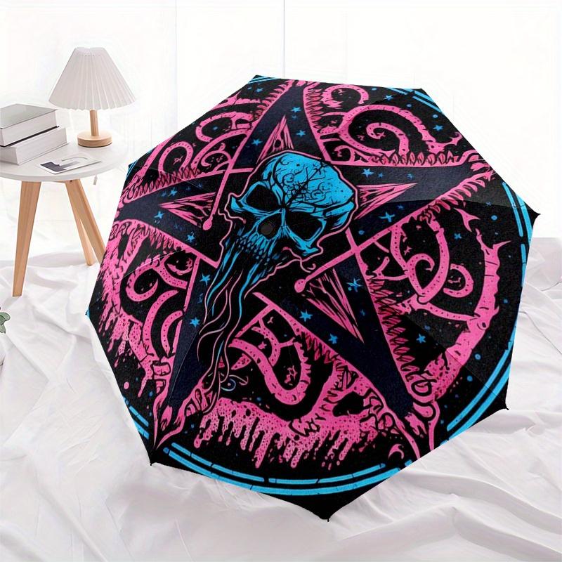 Psychedelic Skull Pentagram Wall HangingUmbrella, Portable 3-Fold Umbrella for Men & Women,Christmas Gift ES198