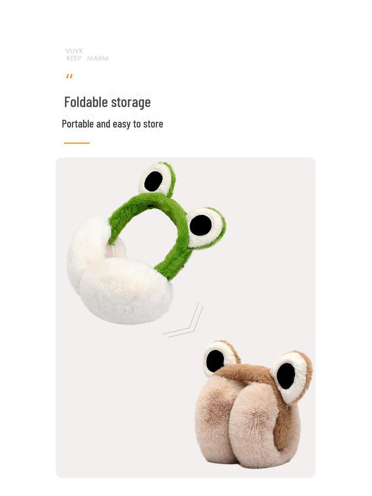 Plush Foldable Earmuffs with Big Eyes - Velvet, Cold-Proof, and Warm for Winter