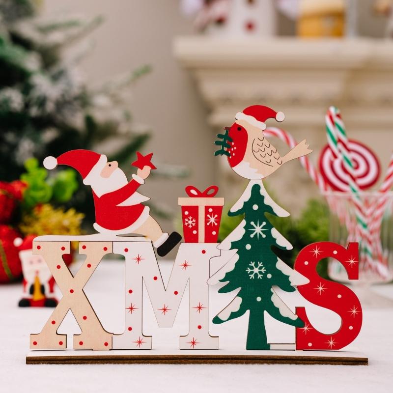 Natürliches Holz Weihnachtsalphabet Display Handgefertigte Feiertagsdekoration Für Wohnzimmer Schreibtisch Oder Regal Dekoration