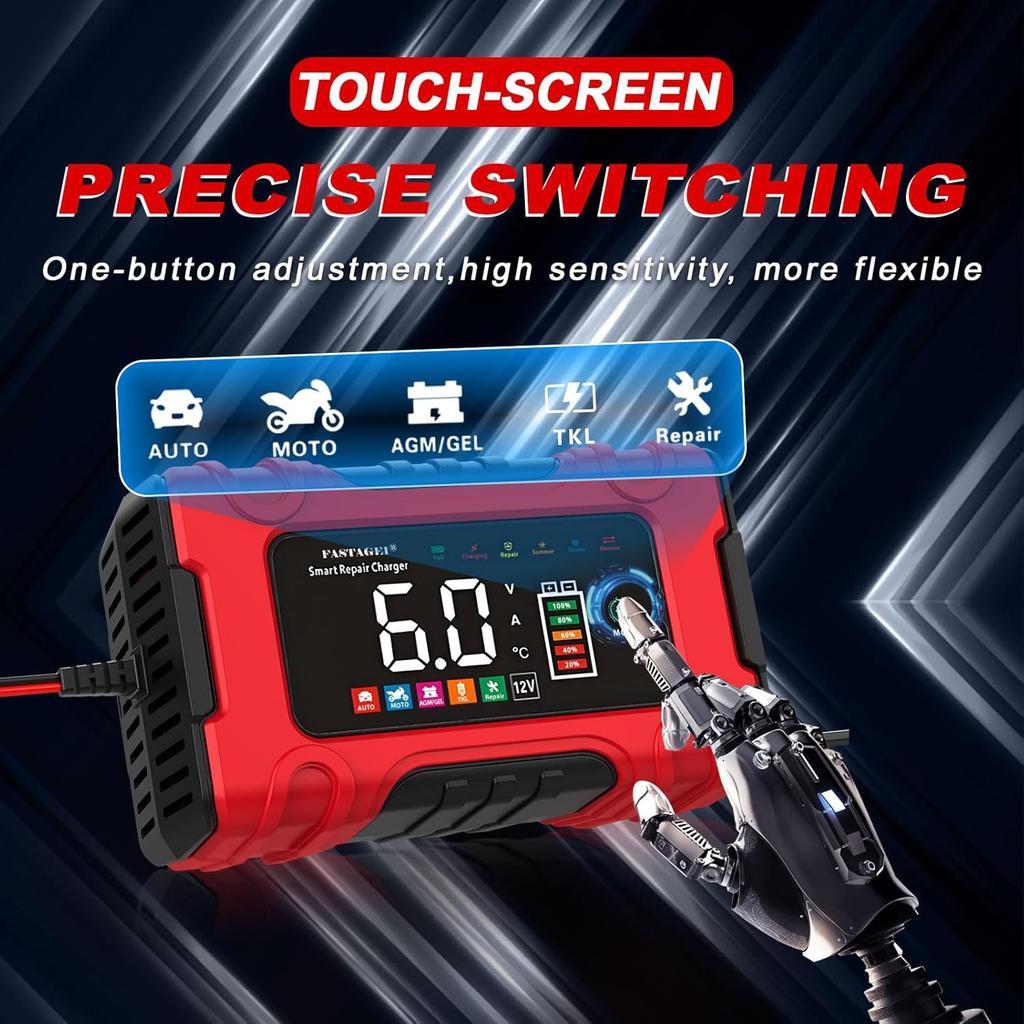 Lead Acid Battery Charger Smart Battery Trickle Charger 12V 6A TKL 2A Automotive Battery Maintainer Desulfator Temp Compensation for Car Truck