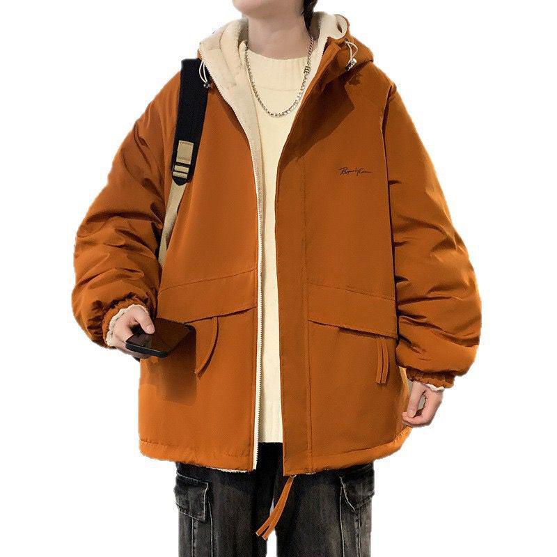 Herren Lammwolle Kapuzenjacke: Beidseitig, Samt gefüttert, Lässige lockere Passform für Herbst/Winter