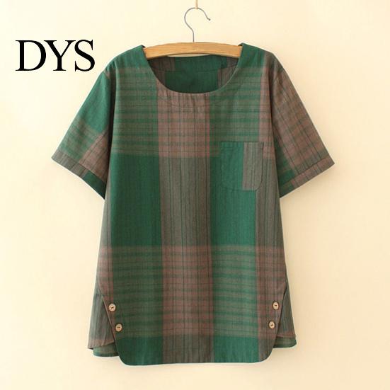 Short Sleeve Top Set 2 Pcs/Set Women T-shirt Pants Plus Size Homewear Outfit Color Matching Plaid Print Casual Two-piece Round Neck Wide Leg