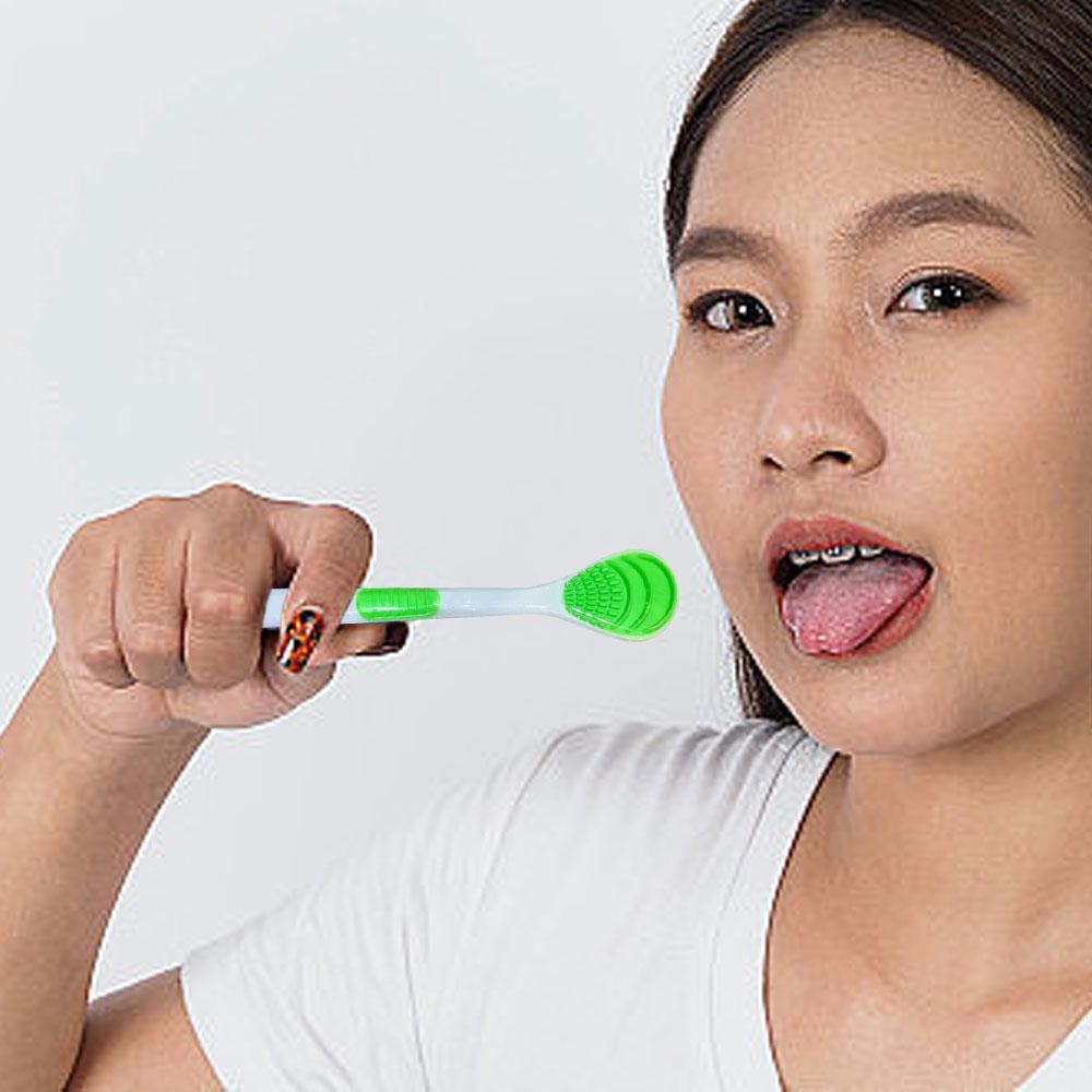 4 Stück Silikon Zungenschaber mit ergonomischem Griff, doppelseitig, für frischeren Atem, Zungenreinigungsbürste, Mundhygiene-Werkzeug