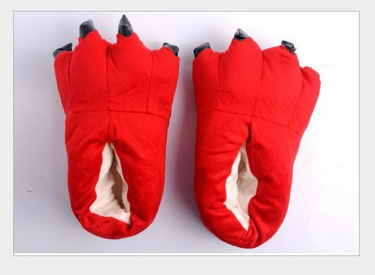 Unisex Dinosaur Claw Cotton Slippers: Cozy Autumn/Winter Velvet Heels, Large Sizes