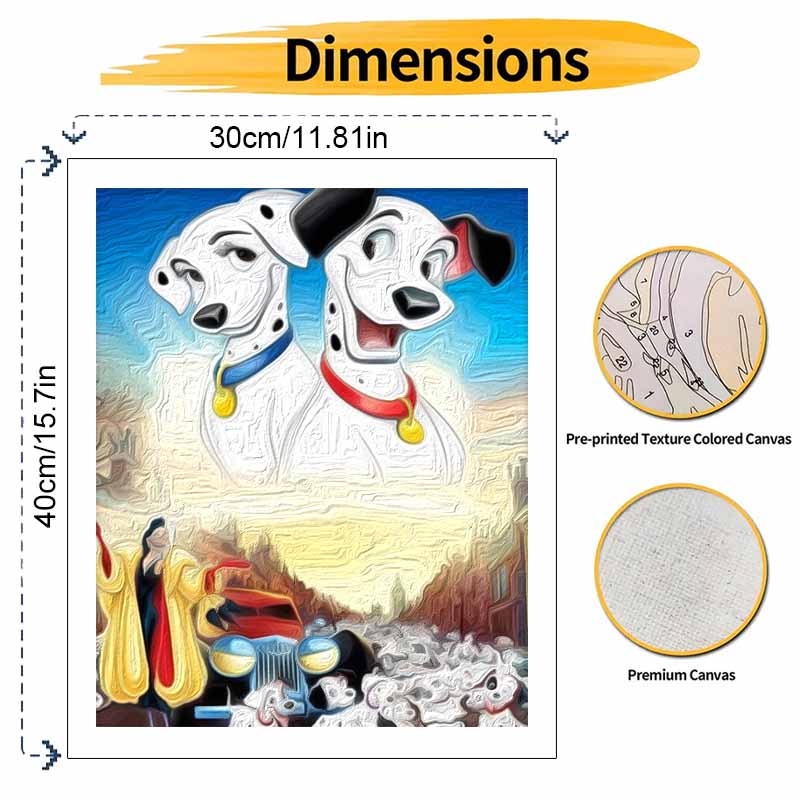 Disney 101 Dalmatians oil paint by numbers painting kit handmade diy home decor gifts for artsy wall hanging craft hobby decor supplies