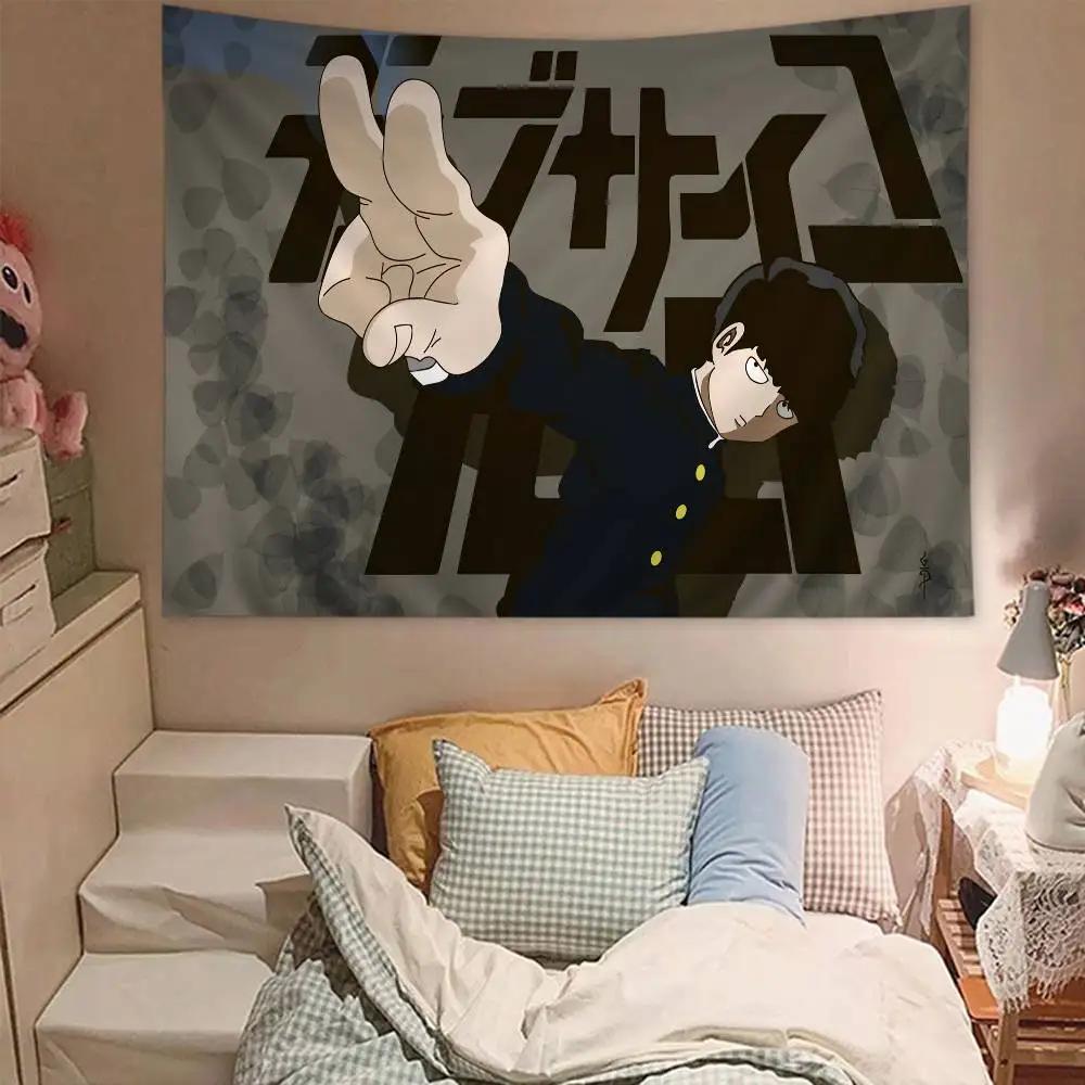 Mob Psycho Anime Tapestry Hippie Flower Wall Carpets Dorm Decor Wall Hanging Home Decor