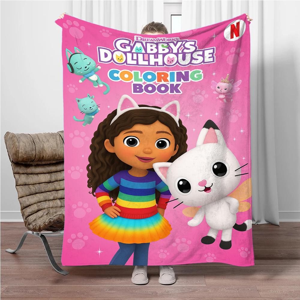 Cartoon G-Gabbys-Dollhouse Soft Flannel Blankets Keep Warm Throw Blanket Comfortable Blanket for Picnic Beds Sofa Home Bedroom
